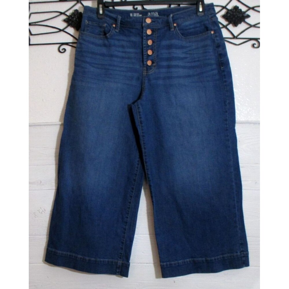 a.n.a Wide Leg Cop Jeans Women's Size 16 High Rise Blue Stretch
